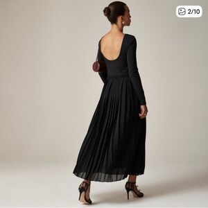 J. Crew pleated ballet dress in stretch cotton blend, black